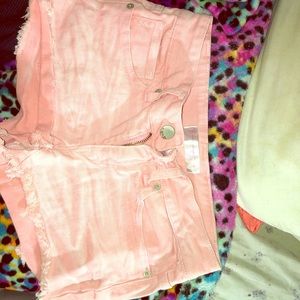 Pink jeaned short shorts
